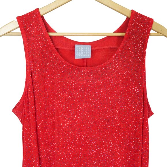 Vintage 90s Sparkly Red Mini Dress - Picture 5 of 14